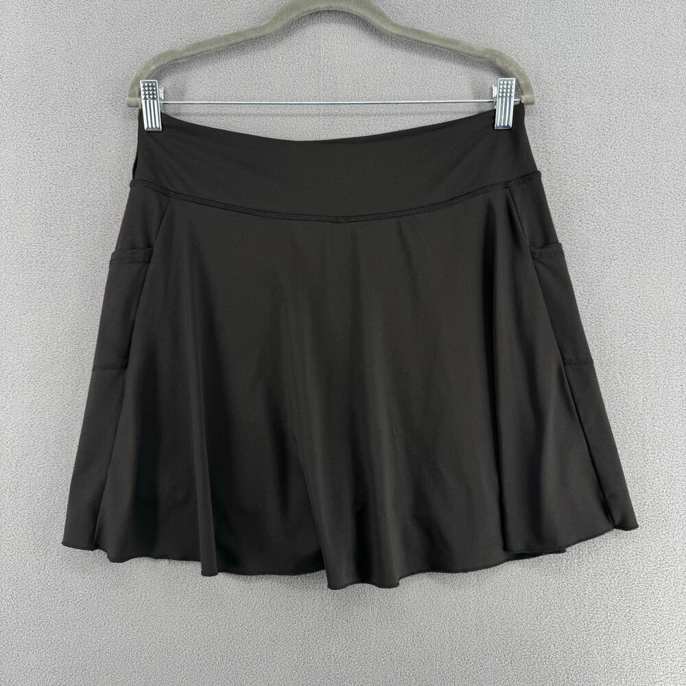 India Boutique‎ Black Skort Skirt Pull On Elastic Waist Womens L/XL Black Comfy